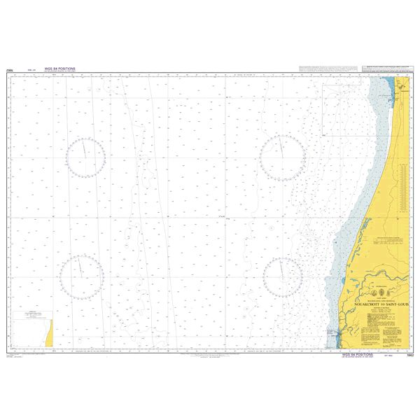 Product image of Admiralty Chart 1662 | Nouakchott to Saint - Louis, featuring navigational markings, depth soundings, and coastal features, essential for safe marine navigation. It could be displayed as an art piece or used for navigation on a boat or ship.