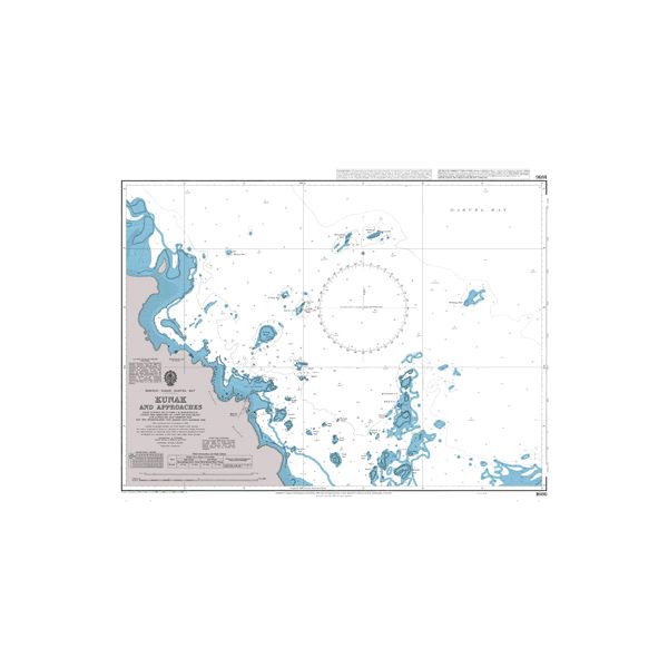 Product image of Admiralty Chart 1686 | Kunak and Approaches, featuring navigational markings, depth soundings, and coastal features, essential for safe marine navigation. It could be displayed as an art piece or used for navigation on a boat or ship.