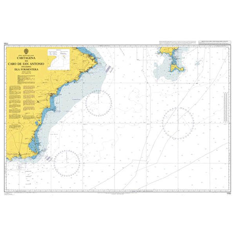 Product image of Admiralty Chart 1700 | Cartagena to Cabo de San Antonio including Isla Formentera, featuring navigational markings, depth soundings, and coastal features, essential for safe marine navigation. It could be displayed as an art piece or used for navigation on a boat or ship.