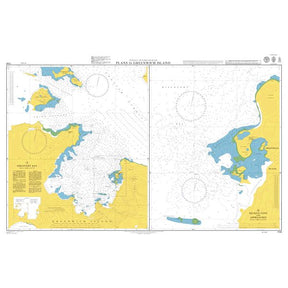 Product image of Admiralty Chart 1741 | Plans in Greenwich Island. A Discovery Bay, featuring navigational markings, depth soundings, and coastal features, essential for safe marine navigation. It could be displayed as an art piece or used for navigation on a boat or ship.