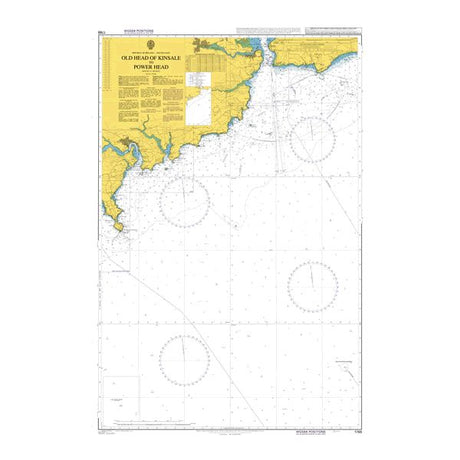 Product image of Admiralty Chart 1765 | Old Head of Kinsale to Power Head, featuring navigational markings, depth soundings, and coastal features, essential for safe marine navigation. It could be displayed as an art piece or used for navigation on a boat or ship.