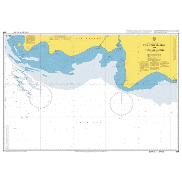 Product image of Admiralty Chart 1964 | Tanjung Siamok to Gosong Aling, featuring navigational markings, depth soundings, and coastal features, essential for safe marine navigation. It could be displayed as an art piece or used for navigation on a boat or ship.