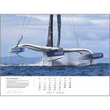 The Rick Tomlinson Portfolio Calendar 2026 by Rick Tomlinson Photography features Banque Populaire, a hydrofoiling trimaran sailing past a cloudy sky and distant coast—an ideal image for sailing fans. "July 2026" appears below the photo.