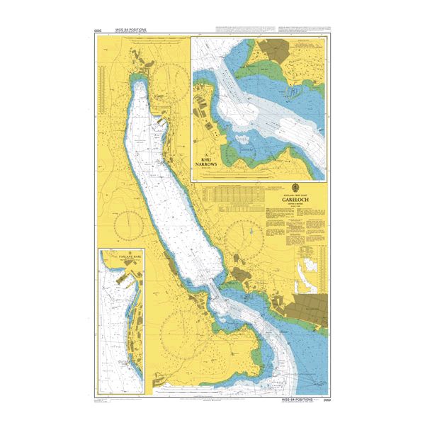 Product image of Admiralty Chart 2000 | Gareloch, featuring navigational markings, depth soundings, and coastal features, essential for safe marine navigation. It could be displayed as an art piece or used for navigation on a boat or ship.