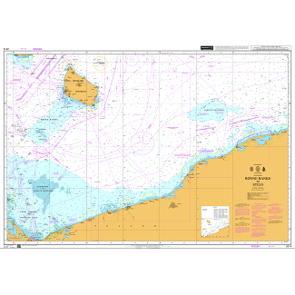 Product image of Admiralty Chart 2014 | Ronne Banke to Stilo, featuring navigational markings, depth soundings, and coastal features, essential for safe marine navigation. It could be displayed as an art piece or used for navigation on a boat or ship.