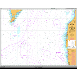 Product image of Admiralty Chart 2048 | Klaipeda to Pavilosta, featuring navigational markings, depth soundings, and coastal features, essential for safe marine navigation. It could be displayed as an art piece or used for navigation on a boat or ship.