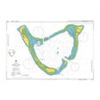 Product image of Admiralty Chart 2067 | Addu Atholhu (Addoo Atoll), featuring navigational markings, depth soundings, and coastal features, essential for safe marine navigation. It could be displayed as an art piece or used for navigation on a boat or ship.