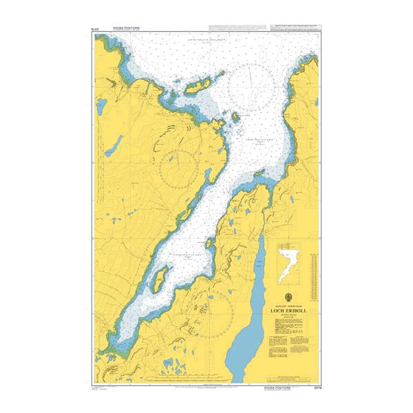 Product image of Admiralty Chart 2076 | Loch Eriboll, featuring navigational markings, depth soundings, and coastal features, essential for safe marine navigation. It could be displayed as an art piece or used for navigation on a boat or ship.