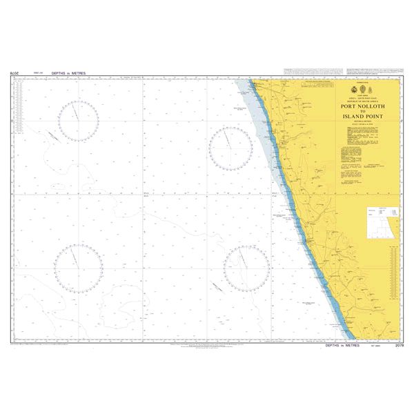 Product image of Admiralty Chart 2078 | Port Nolloth to Island Point, featuring navigational markings, depth soundings, and coastal features, essential for safe marine navigation. It could be displayed as an art piece or used for navigation on a boat or ship.