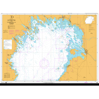 Product image of Admiralty Chart 2098 | Bjuroklubb and Ulkokalla to Tornio, featuring navigational markings, depth soundings, and coastal features, essential for safe marine navigation. It could be displayed as an art piece or used for navigation on a boat or ship.