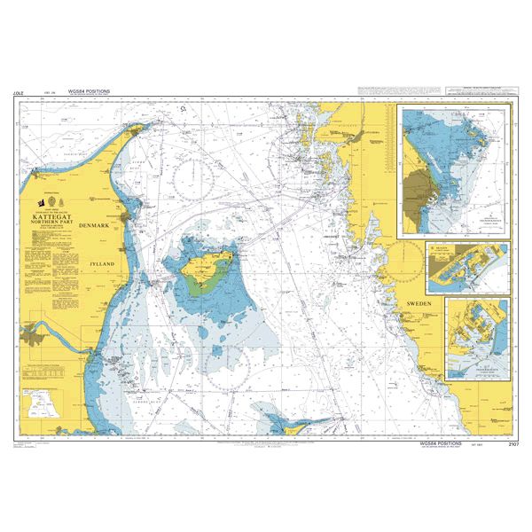 Product image of Admiralty Chart 2107 | Kattegat Northern Part, featuring navigational markings, depth soundings, and coastal features, essential for safe marine navigation. It could be displayed as an art piece or used for navigation on a boat or ship.