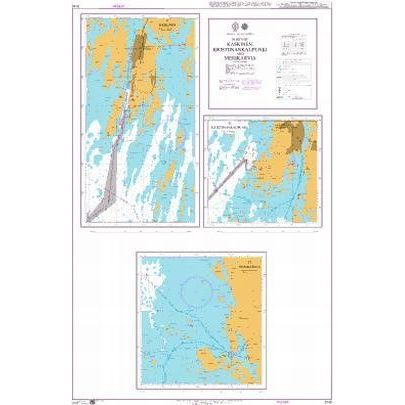 Product image of Admiralty Chart 2145 | Ports of Kaskinen, Kristiinankaupunki and Merikarvia, featuring navigational markings, depth soundings, and coastal features, essential for safe marine navigation. It could be displayed as an art piece or used for navigation on a boat or ship.