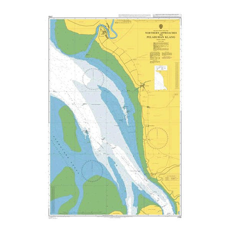 Product image of Admiralty Chart 2155 | Approaches to Selat Klang Utara, featuring navigational markings, depth soundings, and coastal features, essential for safe marine navigation. It could be displayed as an art piece or used for navigation on a boat or ship.