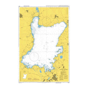 Product image of Admiralty Chart 2163 | Lough Neagh, featuring navigational markings, depth soundings, and coastal features, essential for safe marine navigation. It could be displayed as an art piece or used for navigation on a boat or ship.