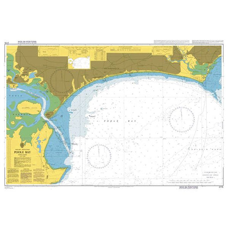 Product image of Admiralty Chart 2175 | Poole Bay, featuring navigational markings, depth soundings, and coastal features, essential for safe marine navigation. It could be displayed as an art piece or used for navigation on a boat or ship.