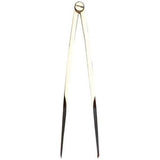 An image of the Weems & Plath 8" Straight Pattern Brass Divider. This metal compass divider, essential among marine navigation tools, features two pointed legs partially coated in black near the tips and includes a small screw for adjustable tension.