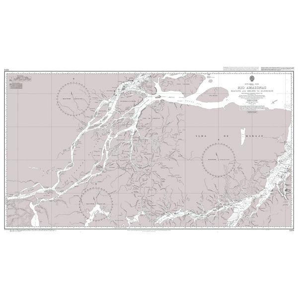 Product image of Admiralty Chart 2204 | Rio Amazonas - Macapa and Belem to Almeirim, featuring navigational markings, depth soundings, and coastal features, essential for safe marine navigation. It could be displayed as an art piece or used for navigation on a boat or ship.