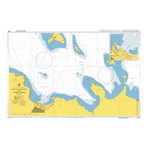 Product image of Admiralty Chart 2225 | Muuga Sadam and Approaches, featuring navigational markings, depth soundings, and coastal features, essential for safe marine navigation. It could be displayed as an art piece or used for navigation on a boat or ship.