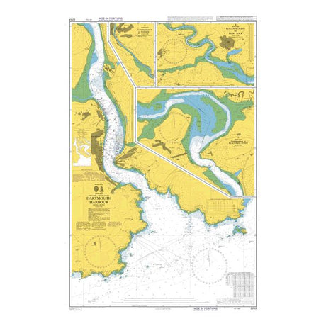 Product image of Admiralty Chart 2253 | Dartmouth Harbour, featuring navigational markings, depth soundings, and coastal features, essential for safe marine navigation. It could be displayed as an art piece or used for navigation on a boat or ship.