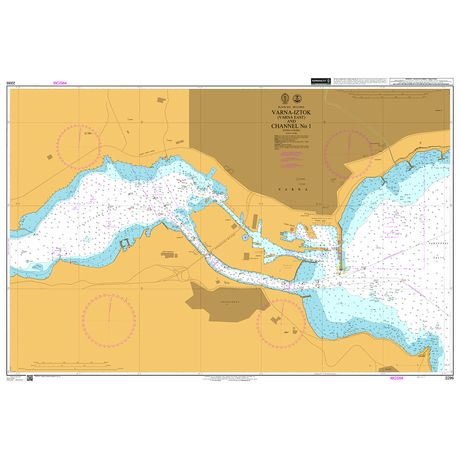 Product image of Admiralty Chart 2286 | Varna-Iztok (Varna East) and Channel No 1, featuring navigational markings, depth soundings, and coastal features, essential for safe marine navigation. It could be displayed as an art piece or used for navigation on a boat or ship.