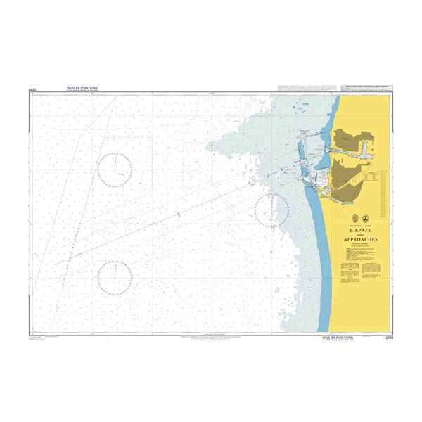 Product image of Admiralty Chart 2289 | Approaches to the Port of Liepaja, featuring navigational markings, depth soundings, and coastal features, essential for safe marine navigation. It could be displayed as an art piece or used for navigation on a boat or ship.