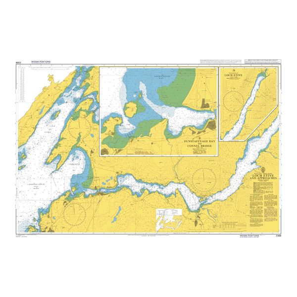 Product image of Admiralty Chart 2388 | Loch Etive and Approaches, featuring navigational markings, depth soundings, and coastal features, essential for safe marine navigation. It could be displayed as an art piece or used for navigation on a boat or ship.