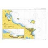 Product image of Admiralty Chart 2407 | Kerkyra Harbour and Approaches, featuring navigational markings, depth soundings, and coastal features, essential for safe marine navigation. It could be displayed as an art piece or used for navigation on a boat or ship.