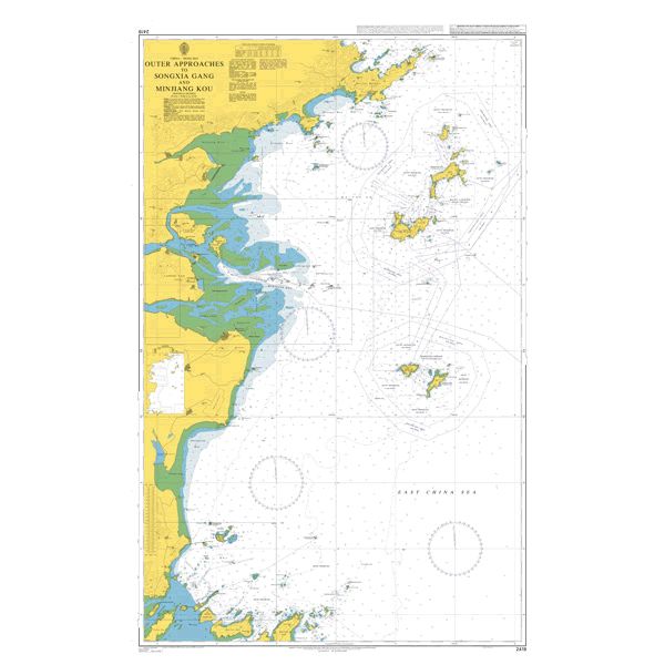 Product image of Admiralty Chart 2419 | Outer Approaches to Songxia Gang and Minjiang Kou, featuring navigational markings, depth soundings, and coastal features, essential for safe marine navigation. It could be displayed as an art piece or used for navigation on a boat or ship.