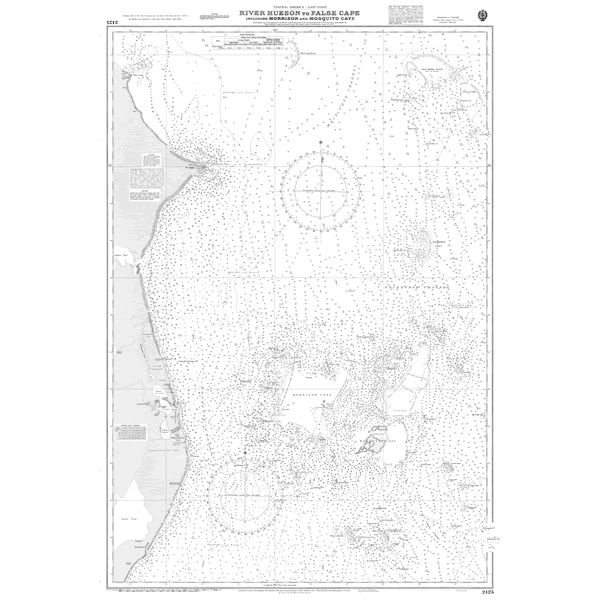 Product image of Admiralty Chart 2425 | River Hueson to False Cape including Morrison and Mosquito Cays, featuring navigational markings, depth soundings, and coastal features, essential for safe marine navigation. It could be displayed as an art piece or used for navigation on a boat or ship.