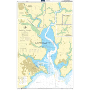 The Admiralty Chart 32: Falmouth to Truro by Admiralty displays maritime navigation routes, water depths, coastal features, and key area insets. The paper chart includes various navigational symbols and notes for mariners.