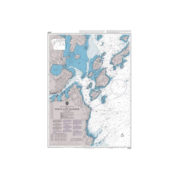 Product image of Admiralty Chart 2488 | Portland Harbor, featuring navigational markings, depth soundings, and coastal features, essential for safe marine navigation. It could be displayed as an art piece or used for navigation on a boat or ship.