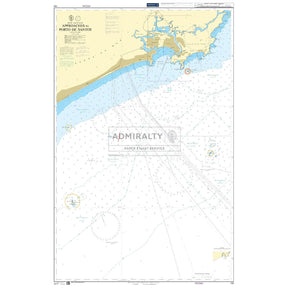 Admiralty Chart 191: Approaches to Porto de Santos by Admiralty features coastal outlines, depth markings, navigation routes, and key maritime symbols. Water is shown in blue and land in yellow for clear navigation reference.