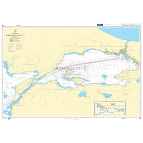 Admiralty Chart 224: Marmara Denizi by Admiralty shows the Sea of Marmara, Turkey, with navigation routes, coastlines, depths, ports, and an Izmit Bay inset. Based on official Admiralty Standard Nautical Charts.