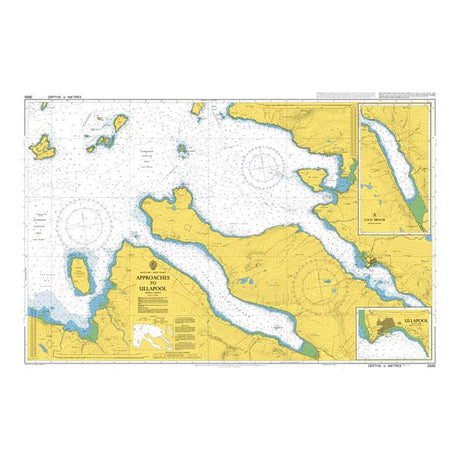 Product image of Admiralty Chart 2500 | Ullapool and Approaches, featuring navigational markings, depth soundings, and coastal features, essential for safe marine navigation. It could be displayed as an art piece or used for navigation on a boat or ship.