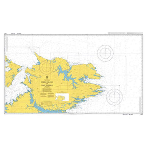 Product image of Admiralty Chart 2507 | Pebble Island to Port Fitzroy, featuring navigational markings, depth soundings, and coastal features, essential for safe marine navigation. It could be displayed as an art piece or used for navigation on a boat or ship.