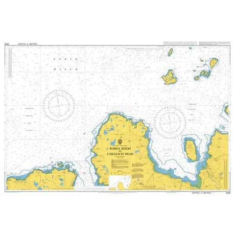 Product image of Admiralty Chart 2509 | Rubha Reidh to Cailleach Head, featuring navigational markings, depth soundings, and coastal features, essential for safe marine navigation. It could be displayed as an art piece or used for navigation on a boat or ship.