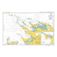 Product image of Admiralty Chart 2514 | New Island to Pebble Island, featuring navigational markings, depth soundings, and coastal features, essential for safe marine navigation. It could be displayed as an art piece or used for navigation on a boat or ship.