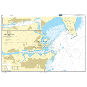 Admiralty Chart 598: Porto de Vitoria and Porto de Tubarao by Admiralty details water depths, ports, channels, buoys, landmarks, insets, and navigation aids for safe passage, based on UKHO Admiralty Charts.