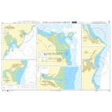 Admiralty's Chart 633 details the east coast of Ireland, covering Arklow, Wicklow, and Rogerstown. This SOLAS-compliant chart includes detailed maps, navigational aids, water depths, and coastal landmarks with inserts highlighting specific harbor areas for easy reference.