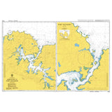 Product image of Admiralty Chart 2546 | Approaches to Port Salvador, featuring navigational markings, depth soundings, and coastal features, essential for safe marine navigation. It could be displayed as an art piece or used for navigation on a boat or ship.