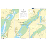 The Admiralty Chart 1166: River Severn Avonmouth to Sharpness and Hock Cliff by Admiralty details the division near Aust and Sharpness Dock, providing depth contours, navigation markers, and insets of critical areas with commercial shipping routes clearly marked at the center.