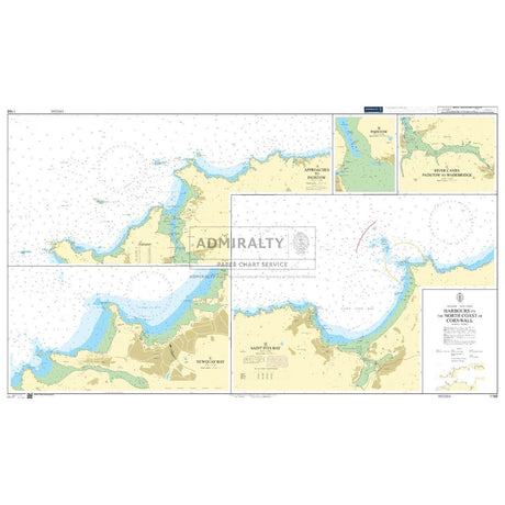 Admiralty Chart 1168: Harbours on the North Coast of Cornwall offers detailed maritime navigation information for safe sailing, including insets of Padstow and Newquay harbors, coastlines, water depths, navigation aids, and data for commercial shipping routes.