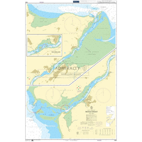 The Admiralty Chart 1464: Menai Strait provides safe navigation with detailed coastal and underwater topography, navigational aids, and landmarks. Insets offer extra details of the Swellies area in compliance with SOLAS regulations.