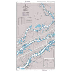 Product image of Admiralty Chart 2605 | Delaware River Philadelphia to Trenton, featuring navigational markings, depth soundings, and coastal features, essential for safe marine navigation. It could be displayed as an art piece or used for navigation on a boat or ship.