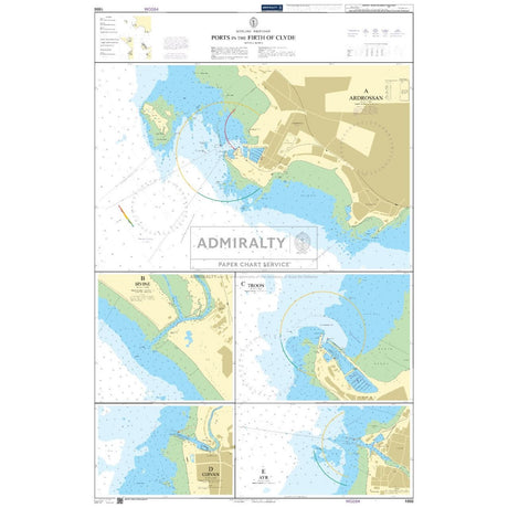 The Admiralty Chart 1866: Ports in the Firth of Clyde offers detailed coverage of Ardrossan, Troon, and Largs ports, depicting navigational aids, water depths, and geographic features for safe mariner navigation.