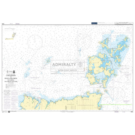 The Admiralty Chart 1954: Cape Wrath to Pentland Firth including the Orkney Islands by Admiralty provides comprehensive marine and coastal details, with ocean depths depicted via symbols and markings, ensuring safe navigation.