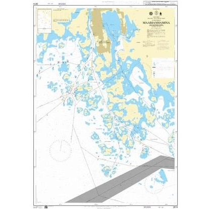 Product image of Admiralty Chart 2614 | Maarianhamina (Mariehamn), featuring navigational markings, depth soundings, and coastal features, essential for safe marine navigation. It could be displayed as an art piece or used for navigation on a boat or ship.