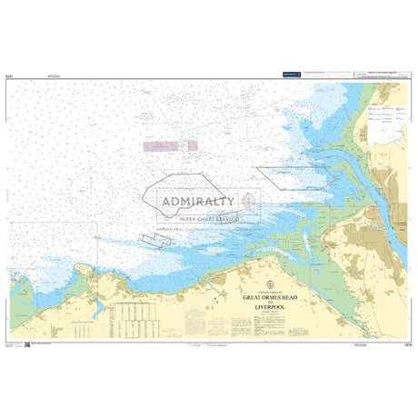 The Admiralty Chart 1978: Great Ormes Head to Liverpool includes coastal outlines, bathymetric data, buoys, landmarks, and water depths, ensuring safe navigation on commercial shipping routes. It features the Admiralty and Paper Chart Service logos prominently marked.