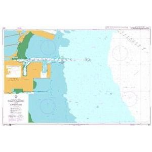 Product image of Admiralty Chart 2645 | Dagang Gangqu and Approaches, featuring navigational markings, depth soundings, and coastal features, essential for safe marine navigation. It could be displayed as an art piece or used for navigation on a boat or ship.