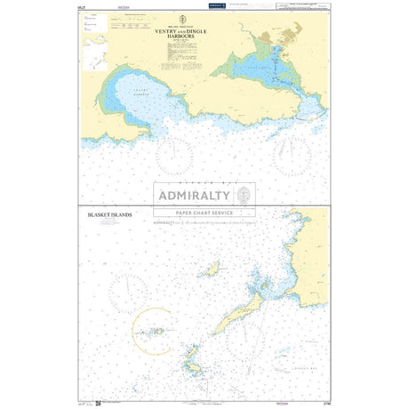 Admiralty Chart 2790 covers Ventry & Dingle Harbours and the Blasket Islands, featuring water depths, coastal outlines, and navigation details for safe sailing—all under the Admiralty brand.